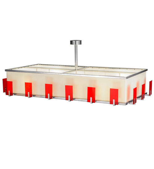 Meyda Lighting Quadrato 72" 12-Light Extreme Chrome Escalade Fabric Island Pendant Light With Pearl Textrene & Statuario Idalight Shade