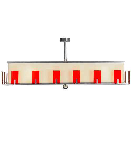 Meyda Lighting Quadrato 72" 12-Light Extreme Chrome Escalade Fabric Island Pendant Light With Pearl Textrene & Statuario Idalight Shade