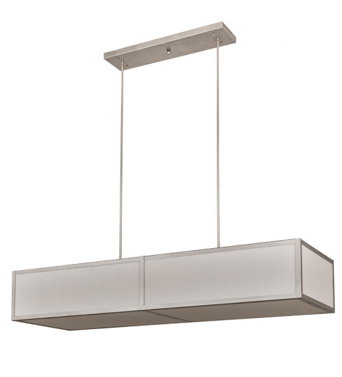 Meyda Lighting Quadrato 72" 6-Light Nickel Island Pendant Light With Off White Textrene & Stataurio Idalight Shade