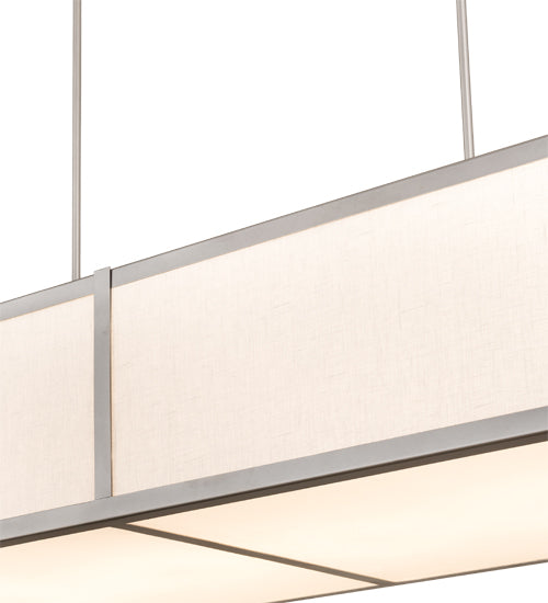 Meyda Lighting Quadrato 72" 6-Light Nickel Island Pendant Light With Off White Textrene & Stataurio Idalight Shade