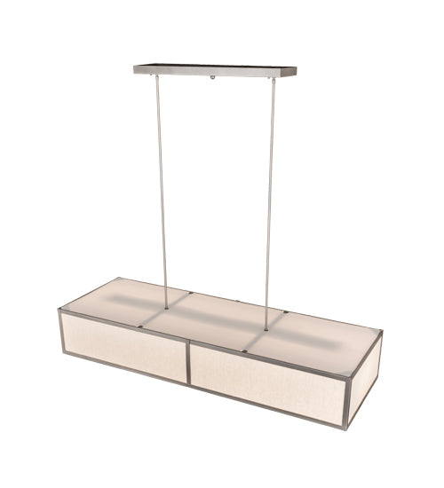 Meyda Lighting Quadrato 72" 6-Light Nickel Island Pendant Light With Off White Textrene & Stataurio Idalight Shade