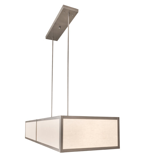 Meyda Lighting Quadrato 72" 6-Light Nickel Island Pendant Light With Off White Textrene & Stataurio Idalight Shade
