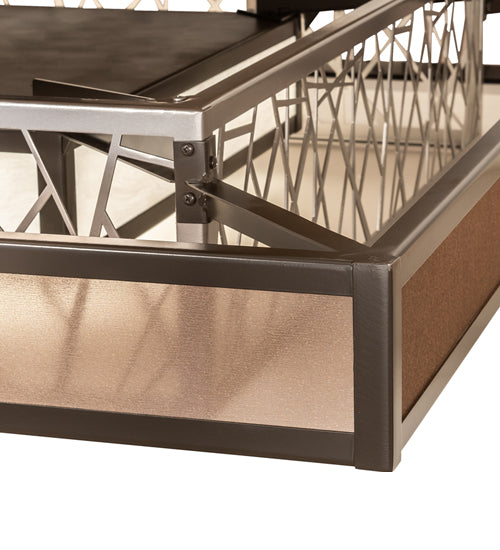 Meyda Lighting Quadrato 72" LED Nickel & Timeless Bronze Semi-flush Mount Light With White Stone Idalight & Brown Organza Shade