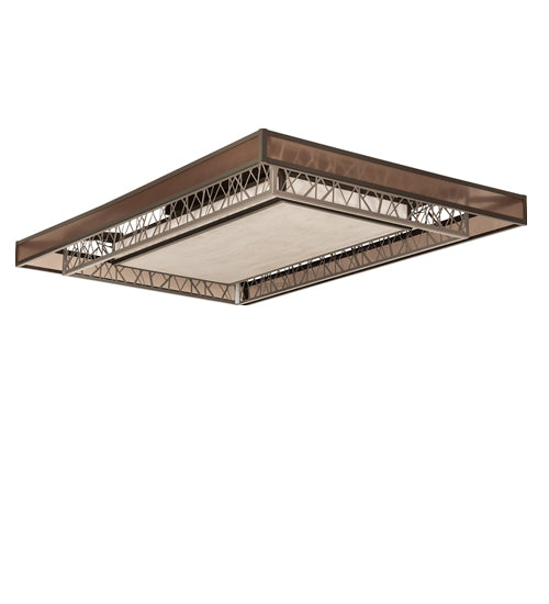Meyda Lighting Quadrato 72" LED Nickel & Timeless Bronze Semi-flush Mount Light With White Stone Idalight & Brown Organza Shade