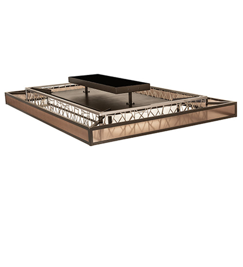 Meyda Lighting Quadrato 72" LED Nickel & Timeless Bronze Semi-flush Mount Light With White Stone Idalight & Brown Organza Shade
