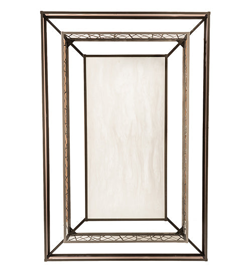 Meyda Lighting Quadrato 72" LED Nickel & Timeless Bronze Semi-flush Mount Light With White Stone Idalight & Brown Organza Shade