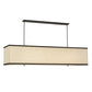 Meyda Lighting Quadrato 75" 5-Light Timeless Bronze Island Pendant Light With White Linen Textrene And Statuario Idalight Shade