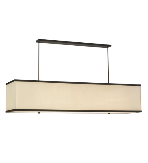 Meyda Lighting Quadrato 75" 5-Light Timeless Bronze Island Pendant Light With White Linen Textrene And Statuario Idalight Shade