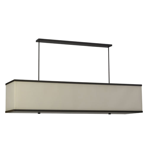 Meyda Lighting Quadrato 75" 5-Light Timeless Bronze Island Pendant Light With White Linen Textrene And Statuario Idalight Shade