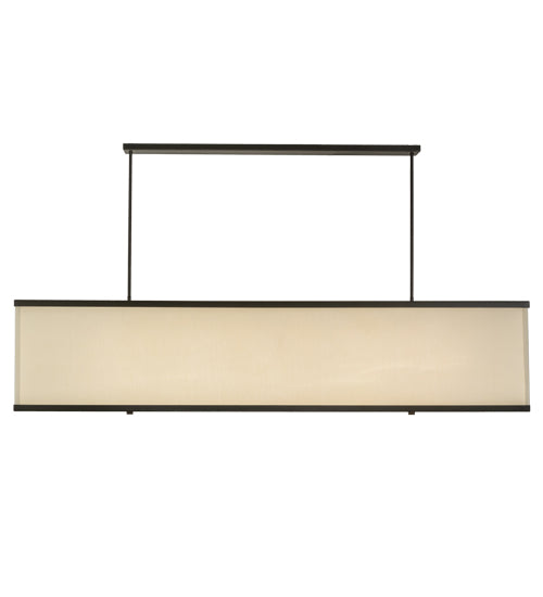 Meyda Lighting Quadrato 75" 5-Light Timeless Bronze Island Pendant Light With White Linen Textrene And Statuario Idalight Shade