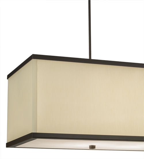 Meyda Lighting Quadrato 75" 5-Light Timeless Bronze Island Pendant Light With White Linen Textrene And Statuario Idalight Shade