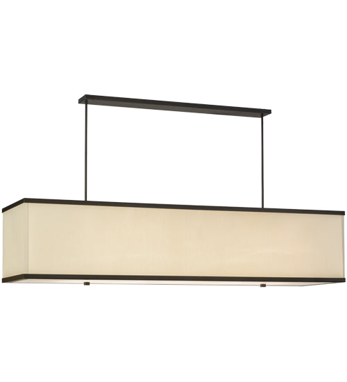 Meyda Lighting Quadrato 75" 5-Light Timeless Bronze Island Pendant Light With White Linen Textrene And Statuario Idalight Shade