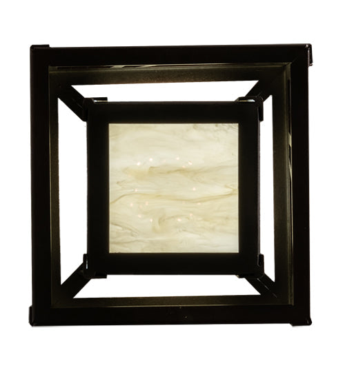 Meyda Lighting Quadrato 7"Sq Dark Bronze Rich Umador Pendant Light With Creme Carrara Idalight Shade