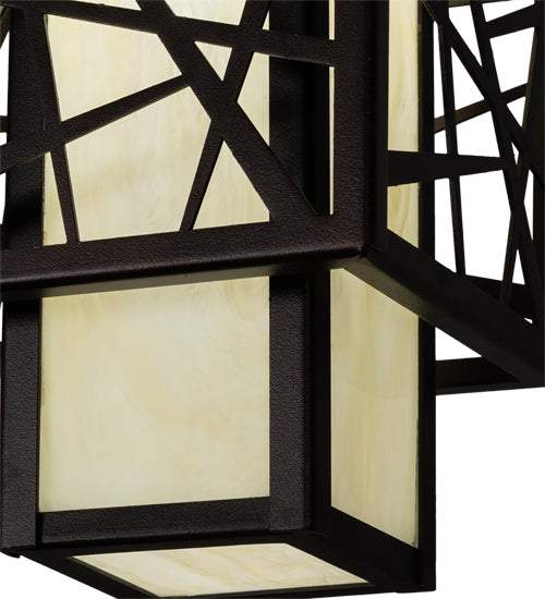 Meyda Lighting Quadrato 7"Sq Dark Bronze Rich Umador Pendant Light With Creme Carrara Idalight Shade