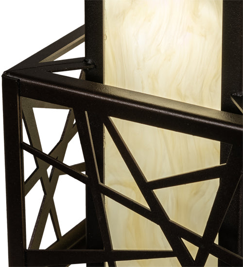 Meyda Lighting Quadrato 7"Sq Dark Bronze Rich Umador Pendant Light With Creme Carrara Idalight Shade
