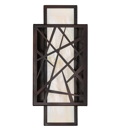 Meyda Lighting Quadrato 8" LED Dark Bronze & White Rich Umador Wall Sconce With Creme Carrara Idalight Shade