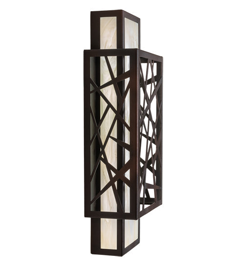 Meyda Lighting Quadrato 8" LED Dark Bronze & White Rich Umador Wall Sconce With Creme Carrara Idalight Shade