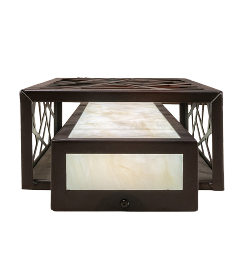 Meyda Lighting Quadrato 8" LED Dark Bronze & White Rich Umador Wall Sconce With Creme Carrara Idalight Shade