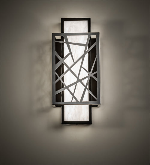 Meyda Lighting Quadrato 8" Nickel & Timeless Bronze Rich Umador Wall Sconce With Whitestone Idalight Shade