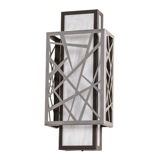 Meyda Lighting Quadrato 8" Nickel & Timeless Bronze Rich Umador Wall Sconce With Whitestone Idalight Shade