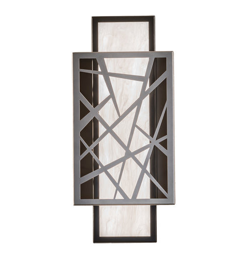 Meyda Lighting Quadrato 8" Nickel & Timeless Bronze Rich Umador Wall Sconce With Whitestone Idalight Shade