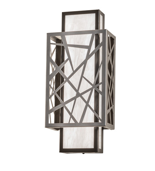 Meyda Lighting Quadrato 8" Nickel & Timeless Bronze Rich Umador Wall Sconce With Whitestone Idalight Shade