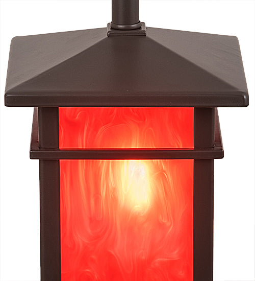 Meyda Lighting Quadrato 9" Timeless Bronze Firebird Mini Pendant Light With Rubyrock Idalight Shade