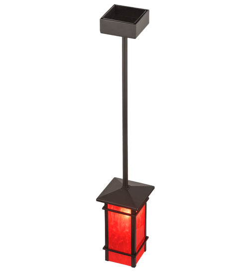 Meyda Lighting Quadrato 9" Timeless Bronze Firebird Mini Pendant Light With Rubyrock Idalight Shade