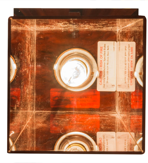 Meyda Lighting Quadrato 9" Timeless Bronze Firebird Pendant Light With Red Maduro Idalight Shade Glass