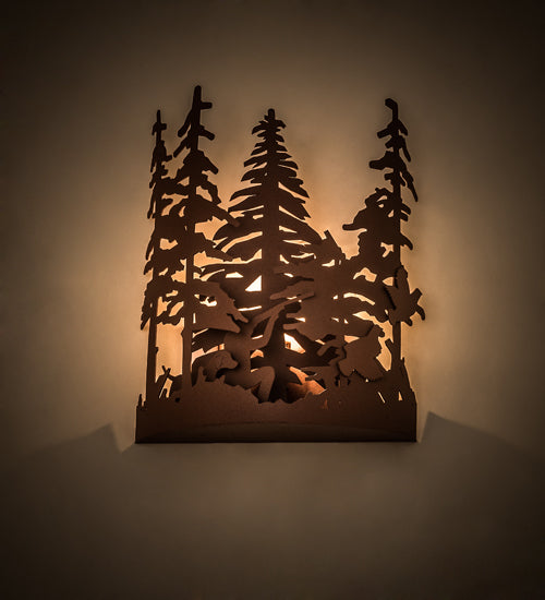 Meyda Lighting Quail Hunter With Dog 11" Rust Wall Sconce