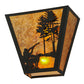 Meyda Lighting Quail Hunter With Dog 13" 2-Light Textured Black Wall Sconce With Amber Mica Shade Glass