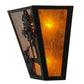 Meyda Lighting Quail Hunter With Dog 13" 2-Light Textured Black Wall Sconce With Amber Mica Shade Glass