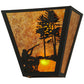 Meyda Lighting Quail Hunter With Dog 13" 2-Light Textured Black Wall Sconce With Amber Mica Shade Glass