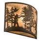 Meyda Lighting Quail Hunter With Dog 14" Oil Rubbed Bronze Wall Sconce With Silver Mica Shade Glass