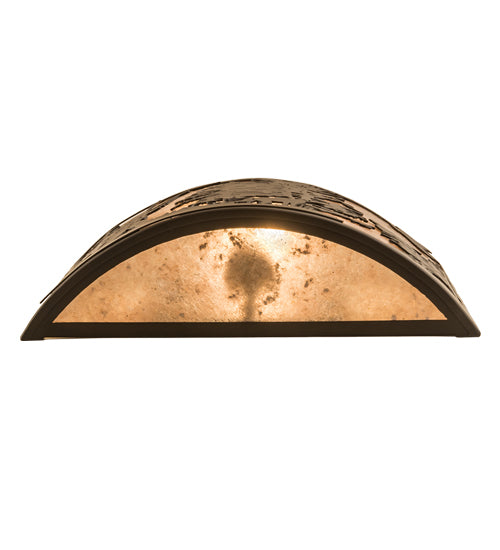 Meyda Lighting Quail Hunter With Dog 14" Oil Rubbed Bronze Wall Sconce With Silver Mica Shade Glass
