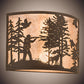 Meyda Lighting Quail Hunter With Dog 16" 2-Light Oil Rubbed Bronze Wall Sconce With Silver Mica Shade Glass