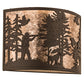 Meyda Lighting Quail Hunter With Dog 16" 2-Light Oil Rubbed Bronze Wall Sconce With Silver Mica Shade Glass