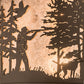 Meyda Lighting Quail Hunter With Dog 16" 2-Light Oil Rubbed Bronze Wall Sconce With Silver Mica Shade Glass