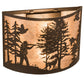 Meyda Lighting Quail Hunter With Dog 16" 2-Light Oil Rubbed Bronze Wall Sconce With Silver Mica Shade Glass