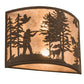 Meyda Lighting Quail Hunter With Dog 16" 2-Light Oil Rubbed Bronze Wall Sconce With Silver Mica Shade Glass