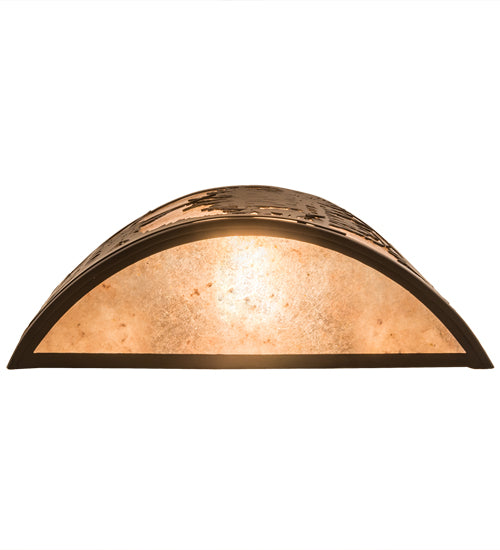Meyda Lighting Quail Hunter With Dog 16" 2-Light Oil Rubbed Bronze Wall Sconce With Silver Mica Shade Glass