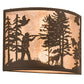 Meyda Lighting Quail Hunter With Dog 16" 2-Light Oil Rubbed Bronze Wall Sconce With Silver Mica Shade Glass