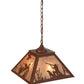 Meyda Lighting Quail Hunter With Dog 23" 2-Light Rust Pendant Light With Silver Mica Shade Glass