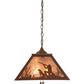 Meyda Lighting Quail Hunter With Dog 23" 2-Light Rust Pendant Light With Silver Mica Shade Glass