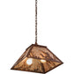 Meyda Lighting Quail Hunter With Dog 23" 2-Light Rust Pendant Light With Silver Mica Shade Glass