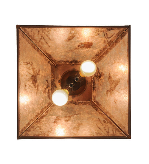 Meyda Lighting Quail Hunter With Dog 23" 2-Light Rust Pendant Light With Silver Mica Shade Glass