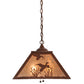Meyda Lighting Quail Hunter With Dog 23" 2-Light Rust Pendant Light With Silver Mica Shade Glass