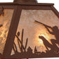 Meyda Lighting Quail Hunter With Dog 23" 2-Light Rust Pendant Light With Silver Mica Shade Glass