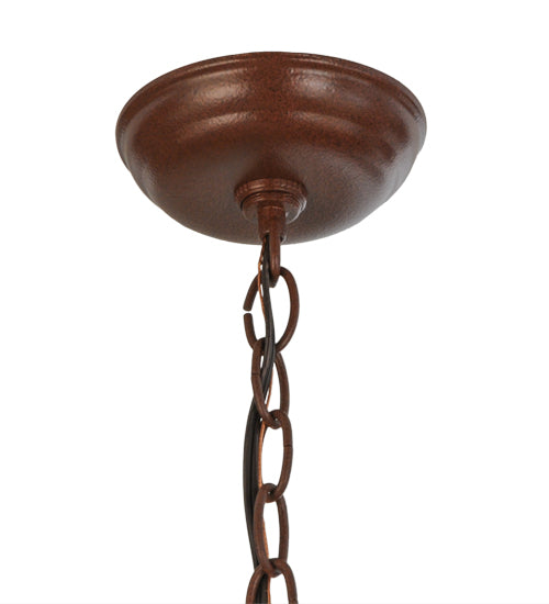 Meyda Lighting Quail Hunter With Dog 23" 2-Light Rust Pendant Light With Silver Mica Shade Glass