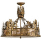 Meyda Lighting Quail Hunter With Dog 24" 4-Light Antique Copper Inverted Pendant Light With Silver Mica Shade Glass